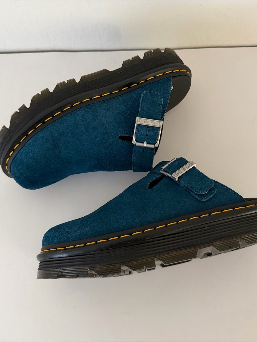 Dr Martens ZEBZAG Suede Slingback Platform Mules Neptune Blue (UNISEX) - Picture 3 of 7